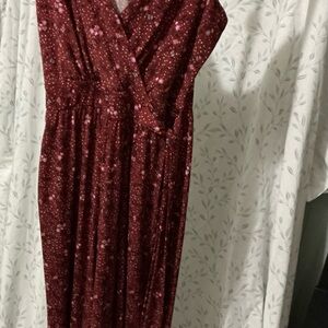 Kaileigh Burgundy Floral Wrap Jumpsuit